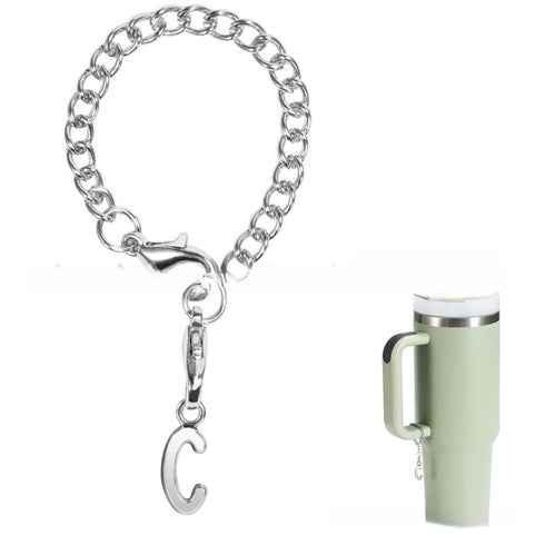 Silver Keychain Backpack Cup Accessories Chain English Letters And Numbers Cute Jewelry Pendant for tumblers, Tumbler Set Accessories